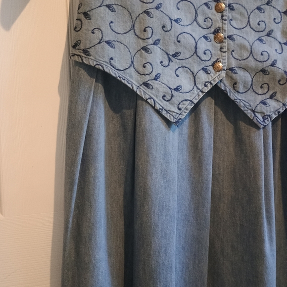 Vintage Carol Anderson II Denim Dress Women’s 20 Blue Midi‎ Shoulder Pads... - Picture 12 of 16